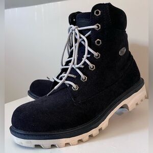 Lugz Black with White sole Work Boots Heavy Tread Workwear Combat Style Size 7.5